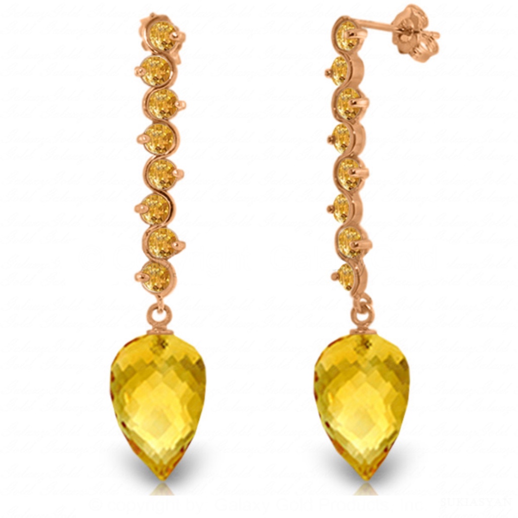 Gold Earrings With Drop Briolette Citrines 900$